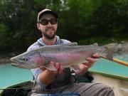 Phil and Mark rainbow trout, May lake boat